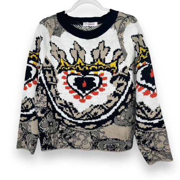 Aldo Martins Anthropologie NWOT Aino Wool Heavy Crewneck Printed Sweater Small - Picture 1 of 9